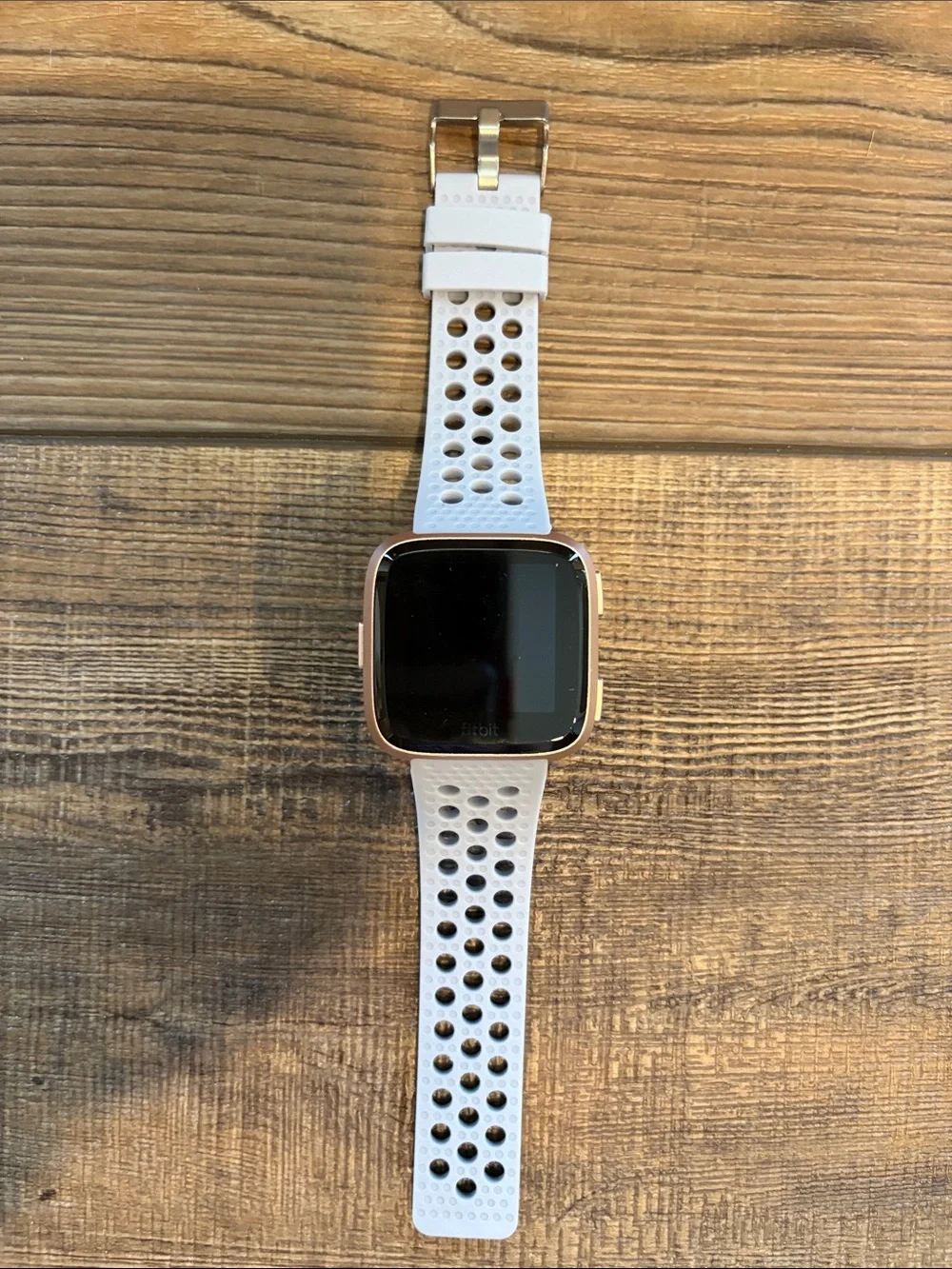 fitbit Versa 2 Rose Gold Case with Periwinkle Perforated Sport Band